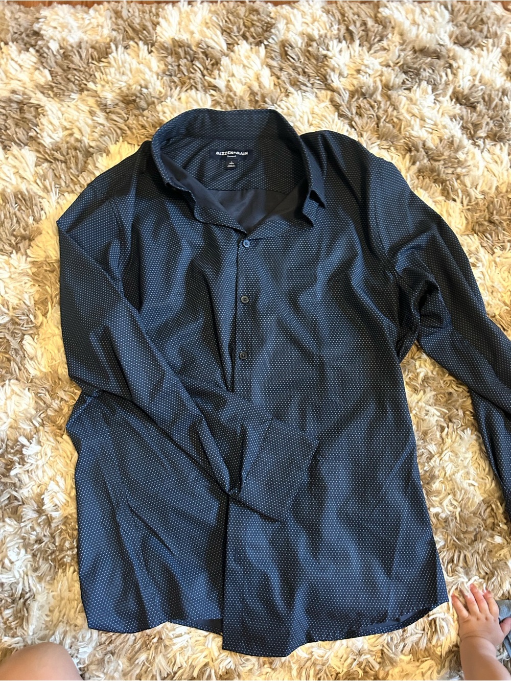 Mizzen+Main Dark Navy Micro Dot Dress Shirt